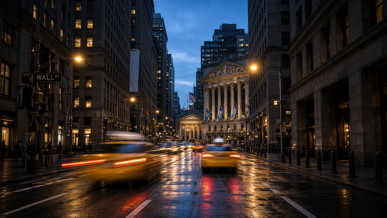 Wall Street at dusk